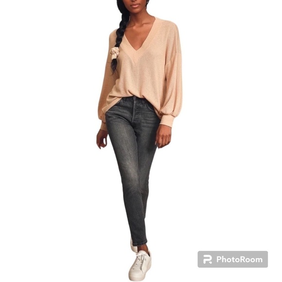 Lulu’s Personal Record Tan Knit Balloon Sleeve Sweater Top Size M - Picture 5 of 15